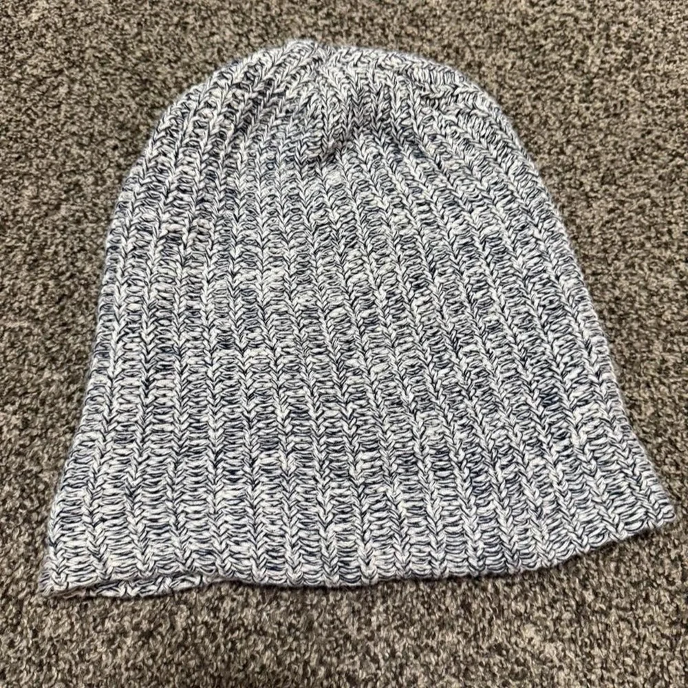 Love Your Melon Beanie Navy White Marl Ribbed Knit Cotton Hat Made in USA